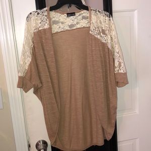 Tan/ lace cardigan